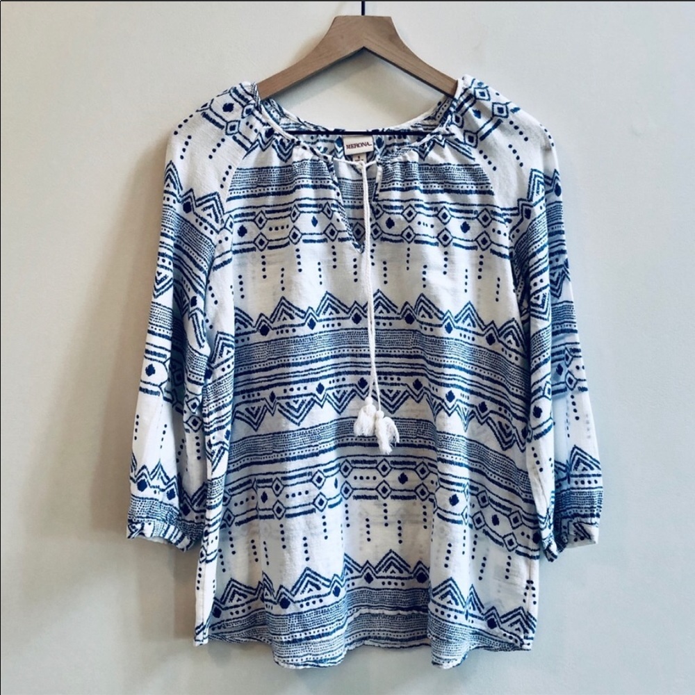 Tribal print •Tassel Tie Boho Lightweight Top